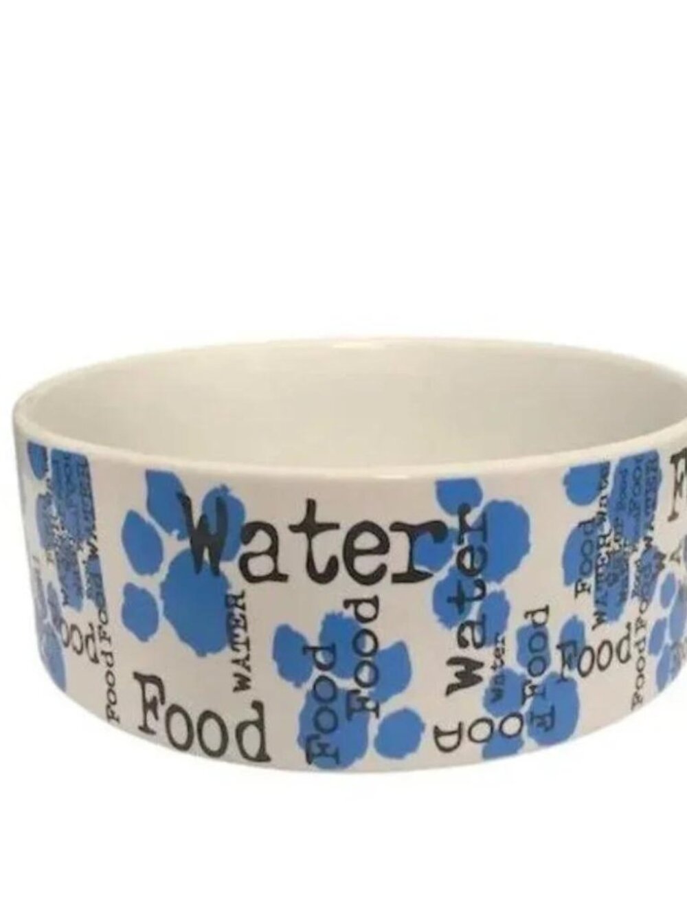 Medium Ceramic Dog Bowl with Blue Paws